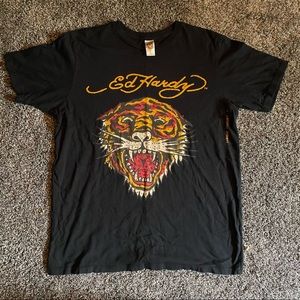 Ed Hardy Graphic Tee jeweled tiger
